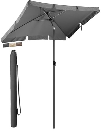 Menz 180 × 120 cm Sonnenschirm Balkon mit Schirmhülle, Anthrazit | SoSonnenschirm Balkon, Sonnenschirm Rechteckig, UPF 50+, 45° knickbar, höhenverstellbar, Sonnenschutz Balkon inkl. Hülle