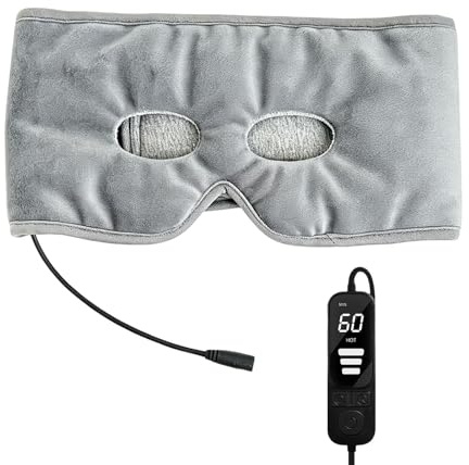 Varm kompress för ansikte, 3 nivåer USB uppladdningsbart elektriskt headset - ögonvarm kompress, för kvinnor resor flygplan natt hotell sömnlöshet semester födelsedag resa 26,57 x 5,118 tum