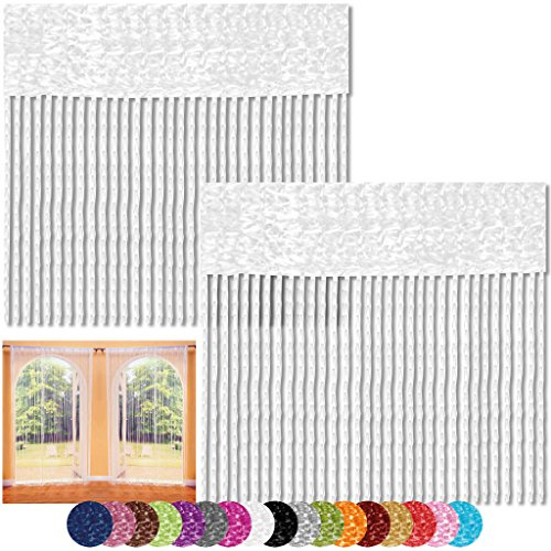 Bestlivings Fadenvorhang 2er Pack Gardine Raumteiler, Auswahl: 140x240 weiß - schneeweiß