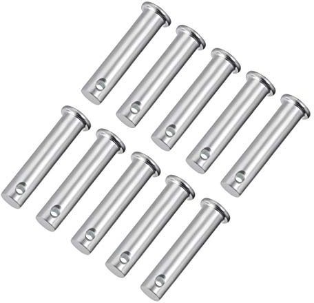 sourcing map 10 Stück Steckbolzen Einloch Gabelbolzen 10mm x 45mm Splintstift Flachkopf verzinkter Stahl Lochbolzen