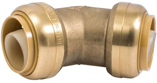 SharkBite 1 Inch 45 Degree Elbow, Push to Connect Brass Plumbing Fitting, PEX Pipe, Copper, CPVC, PE-RT, HDPE, U660LFA