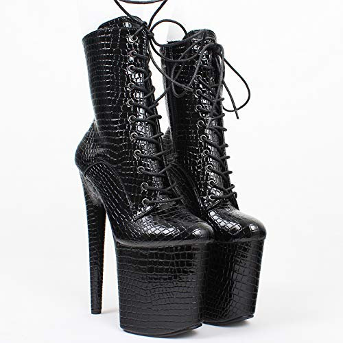 TIKENBST High Heels 20CM Platform High Heel Plateaustiefel Pole Dance Boots,Black-36
