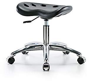 Thomas Scientific PTDHSL-CR-CC-BLU, Polyurethane Tractor Desk Height Stool, Chrome Base, Chrome Casters, Blue