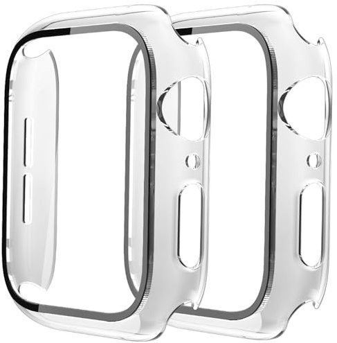 2 Stück Hülle Kompatibel mit Apple Watch 38/42/40/44mm mit Anti-Kratzen TPU Displayschutz Schutzfolie,360°Schutzhülle für iWatch Series 6/5/4/3/2/1/SE,2 Stück,Clear/Clear,44mm