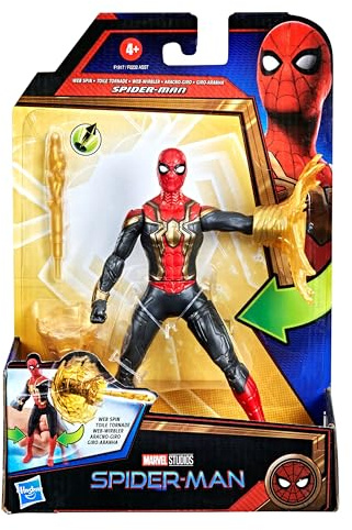Spider-Man Marvel Deluxe Web Spin Actionfigur, Spielzeug mit Waffenangriff, Quetschbeine, ab 4 Jahren, 15 cm