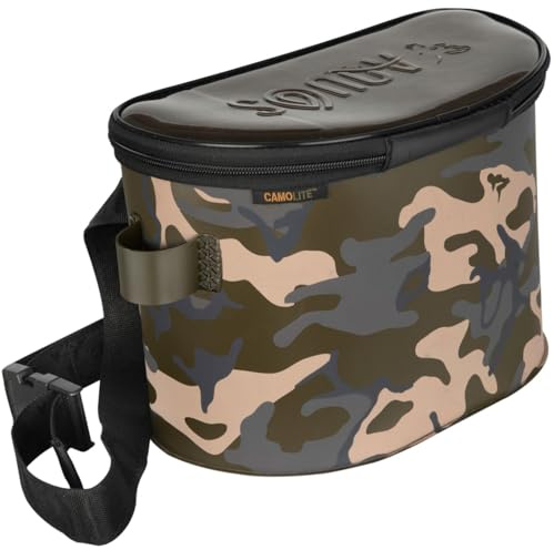 Fox Aquos Camolite 8L Bait Belt Large - Angeltasche zum Karpfenfischen, Boilietasche zum Anfüttern, Bauchtasche für Angler, Zubehörtasche