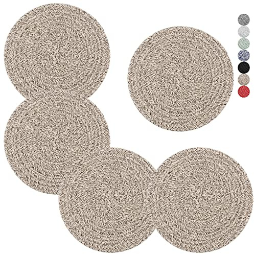 Trivets for Hot Dishes, Pots and Pans, 8 Inches Hot Pads 5 Pcs, Pot Holders for Kitchen, Heat Resistant Mat Protect Counter, Coasters Set Home Essentials Farmhouse Decor (Brown)