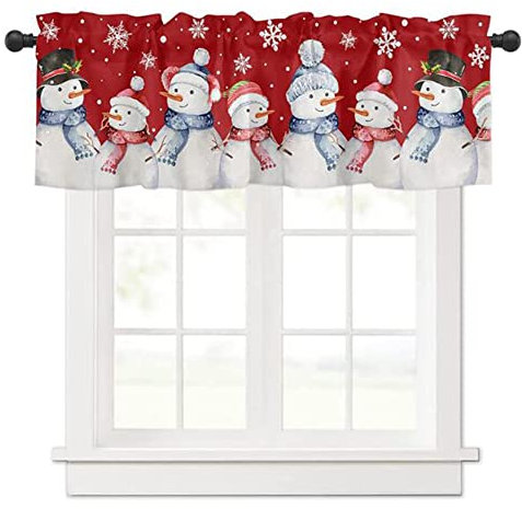 SMYORR Scheibengardine Halbtransparent Weihnachtsgardine Bistrogardine Kindergardine Weihnachten Deko Kurzstore Gardine / 1 PCS / H45xW175cm
