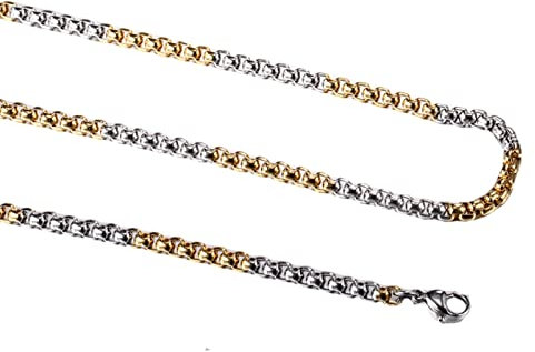 ANAZOZ Edelstahl Kette Damen Ohne Anhänger 55 cm, Hip Hop Halskette Herren 5,5mm Breit Venezianierkette Silber Gold