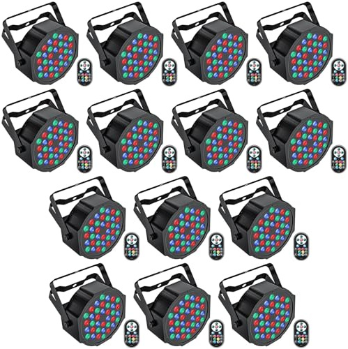 U`King 14 Pack RGB LED Par Strahler, 36 LED Bühnenlicht Partylicht mit Fernbedienung, Discolicht Scheinwerfer Bunt Beleuchtung für Stage DJ Party Show Bar Halloween Weihnachten