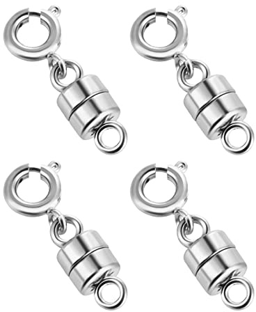 Paquete de 4 cierres magnéticos para collares, cierres magnéticos para joyas, conectores, cierres magnéticos para joyería, pulseras, collares (2 cm, plateado)