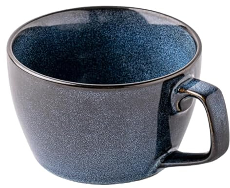 Youccijar 24 Oz Large Ceramic Coffee Mugs,Soup Bowl with Handles,Jumbo Soup Mug with Handles, Wide Large Cereal Bowl for Oatmeal,Gumbo, Salad,Microwave & Oven Safe (Ice blue)
