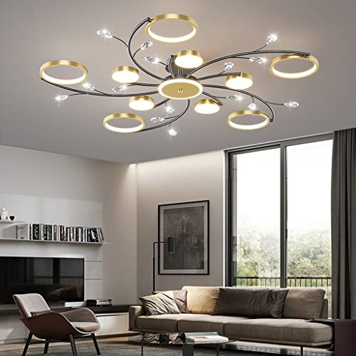 LED Modern Kristall Deckenleuchte Mit Fernbedienung Dimmbar Wohnzimmer Deckenlampe Creative Runden Deckenlicht Aluminium Acryl Lampenschirm 3000K-6502K Esstisch Halle Beleuchtung Innenleuchte (Color