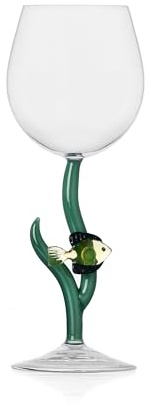 Ichendorf Milano Calice Pesce Ambra, Collezione Marine Garden, 35 cl, Vetro Borosilicato, Fatto a Mano