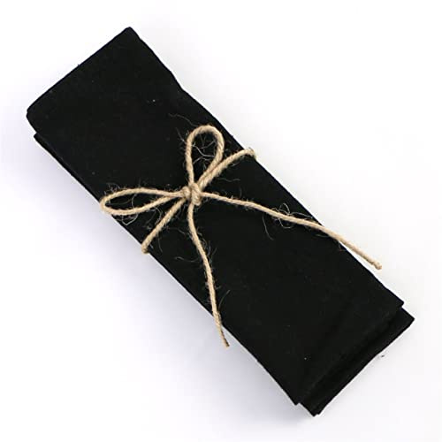 ZOYIEP Stoffservietten, Leinenservietten Stoffservietten 100% Leinen, Servietten Stoff Wiederverwendbare Stoffservietten Leinen Tischdekoration Servietten Hochzeit Deko (Schwarz,4er Set)