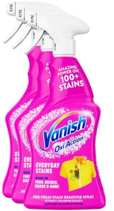 Vanish Oxi Action Everyday Fleckenspray für gefärbte Kleidungsstücke und Stoffe – 500 ml Vorbehandlungsspray ohne Chlorbleiche (3 x 500 ml)