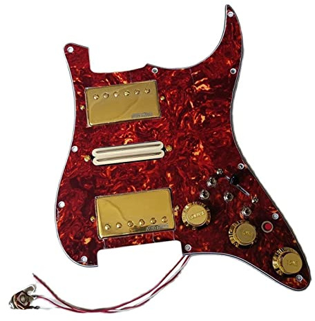 HSH Upgrade Vorverdrahtete Gitarre Schlagbrett Multifunktionsschalter Gold Alnico 5 Tonabnehmer Set 20 Für For FD E-Gitarre Gitarren-Tonabnehmer-Schlagbrett