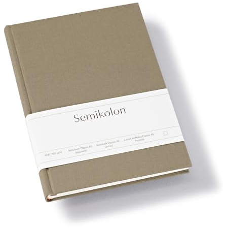 Semikolon 370050 Notizbuch Classic A5 dotted - 176 Seiten, cremeweißes Papier - Lesezeichen - fango beige