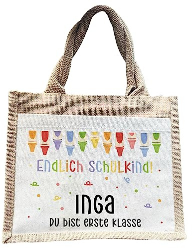 Manilu Einschulung 2026 Jutetasche personalisiert mit Name