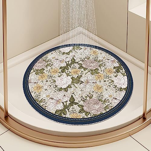 EUPXRHY Komfortabel Duschmatte Dreieckig,Duschmatte Dreieckig für Eckdusche,Duschmatte rutschfest Halbrund,PVC-Luffa Badematte Halbrund mit AblauflöChern Sicherheits,A,ø100cm(40inch)