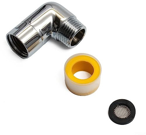 DAZZLEEX Adaptateur coude de pomme de douche, 1,27 cm, rallonge de bras d'extension de pommeau de douche à 90 degrés