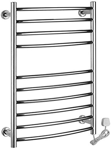Wall Mounted Electric Heated Towel Rail, 304 Stainless Steel Plug-in/Hardwired Bathroom Radiator Towel Warmer and Drying Rack 100W Interesting