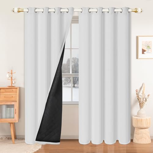 Lapalife Wärmeschutzvorhang für Tür Doppellagige Winter Vorhang mit Ösen Vorhänge Wärmeisolierend Vorhänge Kälteschutz Thermo Türvorhang Vorhang Haustür,1 Stück