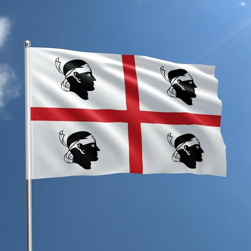 Bandiera Sardegna 90 x 150 cm - Regione Italia Poliestere con Passante Per L'Asta Resistente alle Intemperie Colore Vivido e Adatto per Uso Interno ed Esterno 4 Mori Flag