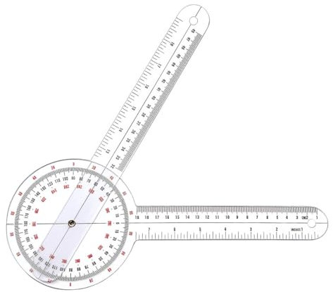 Goniometro da 30,5 cm, trasparente, ortopedico, in plastica, goniometro trasparente a 360 gradi, per fisioterapia, nastro di misurazione del corpo, goniometro, righello