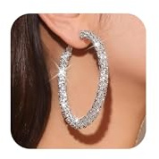 Prom Earrings Dresses 2026 Rhinestone Earrings Sparkly Large Silver Hoops Prom Jewelry Formal Gowns and Evening Dresses Women