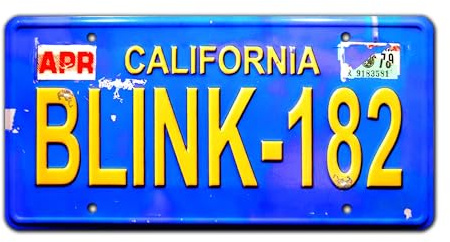 Celebrity Machines | Blink 182 | Vanity Plate, Stamped Aluminum, Metal Decorative Tag, Corrosion Resistant, Quality Novelty Sign, Wall Decoration, Wall Hanging