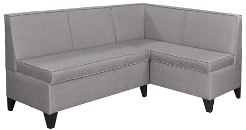 Rodnik Eckbank Look in grau, Sitzbank, Polsterbank mit Stauraum, Truhenbank 167x120 cm (kurzer Schenkel rechts)