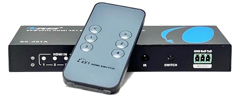 OREI 8K HDMI 2.1 Switch 4x1, Switcher with Audio Extractor UltraHD Supports Upto 4K @ 120Hz PS5, Xbox, Gaming, Remote Contorl IR EDID HDCP 2.3 - Optical Out (BK-401A)