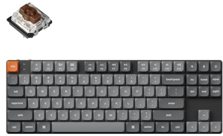 Keychron K1 Max Ultra-Slim QMK/VIA Bluetooth Wireless/USB Wired Custom Mechanische Tastatur, 2.4 GHz Hot-Swap-fähige Gaming-Tastatur mit TKL-Layout, RGB-LED und Low-Profile Gateron Brown Switch