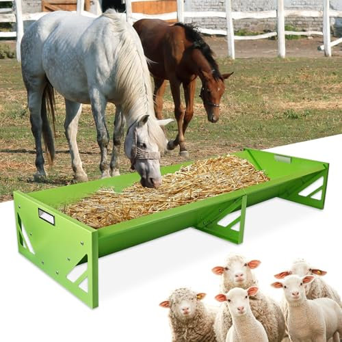 Ziegenfutterstation, verzinkter Stahl, für Nutztiere, strapazierfähig, große Kapazität, tragbarer Vieh-Futterspender für Bauernhöfe, Alpakas, Ziegen, Kälber, Schafe, Pferde, Hirsche (grün)