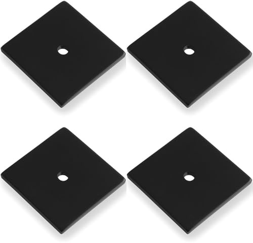 4 Pack - Square Kitchen Door Knob Backplate - Matt Black 38mm x 38mm Cabinet Plate