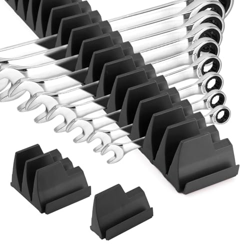 Saycker Wrench Organizer for 40 Wrenches, Improving Efficiency Magnetic Wrench Holder, Tool Organizer for Tool Box, Wall-Mounted Pliers Holder Wrench Organizer for Wrench Storage(Black)