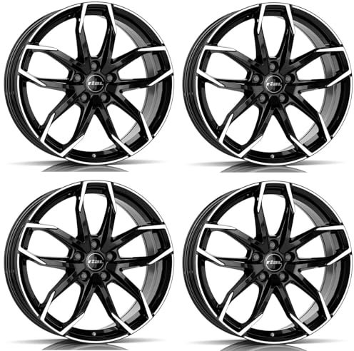 4x Rial Felgen Alufelgen Lucca 8.0Jx18 ET45 5x112 diamant-schwarz frontpoliert kompatibel mit BMW 1 2 X1 X2