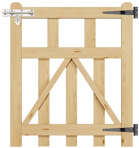 INMOZATA Garden Gate Wooden Pedestrian Gate with Gate Lock and Hinge, 2.5ft Wide x 3ft High (76cm Wide x 90cm High)