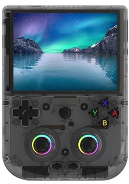 HANHIBR RG406V Retro Handheld Game Console, Android 13 OS, 128G TF Card, 4.0 Inch IPS Screen, Black with Transparent Screen