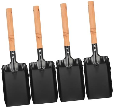 Zerodeko Palas Para Cenizas De Chimenea Multifuncionales, Tamaño Pequeño, Hierro y Mango De Madera, Resistentes Al Agua, Para Limpieza Doméstica y Jardín, Pack De 4 Unidades