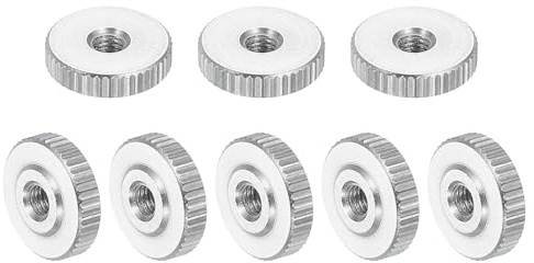 uxcell 8Pcs M3 Knurled Thumb Nuts, 304 Stainless Steel Round Knurled Flat Head Through Hole Handle Nut, Lock Adjusting Nuts, Thin Type, Silver