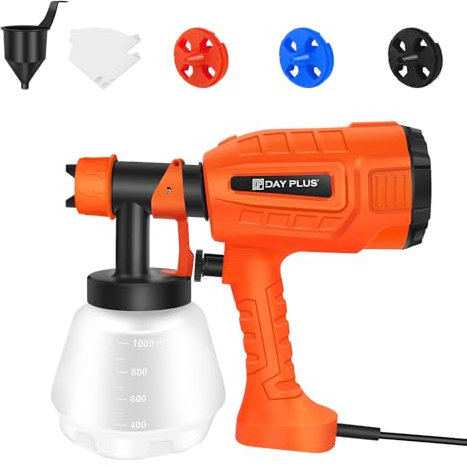 Farbsprühgerät, Zaun Farbsprühgerät, Farbsprühgerät für Zäune und Schuppen, HVLP Sprühpistole mit 3 Düsen & 3 Mustern, 1000ML Container Gartenzaun Sprühgerät für Haus innen und außen, Hausmalerei