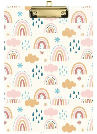 Porte-bloc mignon Rainbows - Format A4 - 31,8 x 22,9 cm - Planchette à pince de menu avec clip discret pour coaching médical, Trade Quest