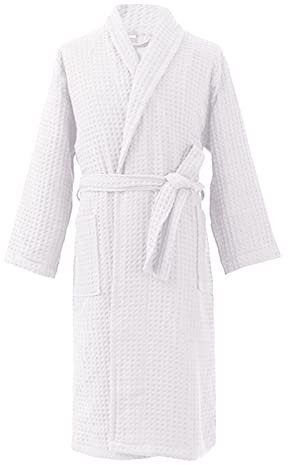 Damen Premium Hotel Spa Robe, Weiche Baumwolle Bademantel für Damen, Plüsch Spa Morgenmantel mit Taillenband, Bequemer Hotel-Bademantel für Entspannung, Saugfähiger Loungemantel für Frauen, weiß, M