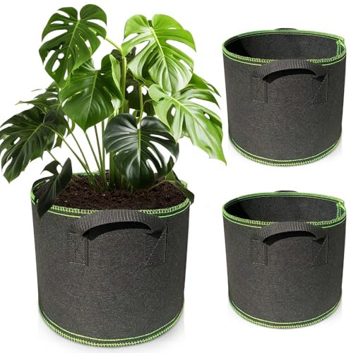 Riisoyu 3 Pièces 20L Sac de Plantation, Sacs à Plantes de Tomate Grande Capacité Sacs de Culture de Légumes avec Poignées Pots de Fleurs de Pommes de Terre en Tissu Non Tissé Respirants Fraises