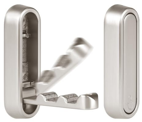 Flintronic 2PCS Self Adhesive Aluminium Hooks, Concealed Wall Mounted Coat Rack, Modern Style, Foldable Door Hooks for Bedrooms Kitchen Hanging Coat Cloth Towel Key (Silver)