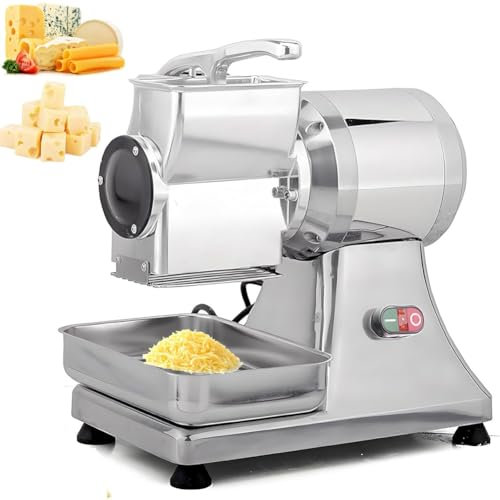 Rallador de queso eléctrico, trituradora de queso rotativa comercial de 550 W, trituradora de queso de acero inoxidable múltiple de 40 kg/h con bandeja, trituradora de alimentos for queso, mantequilla