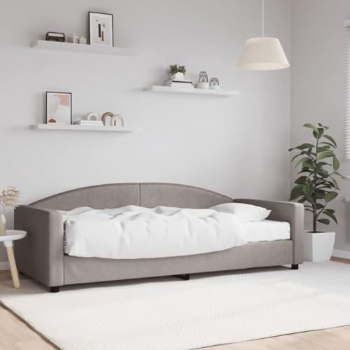 LAPOOH Tagesbett mit Matratze Taupe 90x200 cm Stoff, Schlafsofa, Daybed, Bettsofa, Sofa Bed, Sofabett, Schlafcouch, Jugendbett, Bettgestell, Bettcouch - 3197173