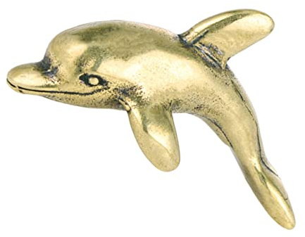 MAGICLULU Vintage Delfinstatue aus Messing Goldene Schreibtischdeko für Auto und Büro Kompakt und Sicher Stilvolle Dekoration